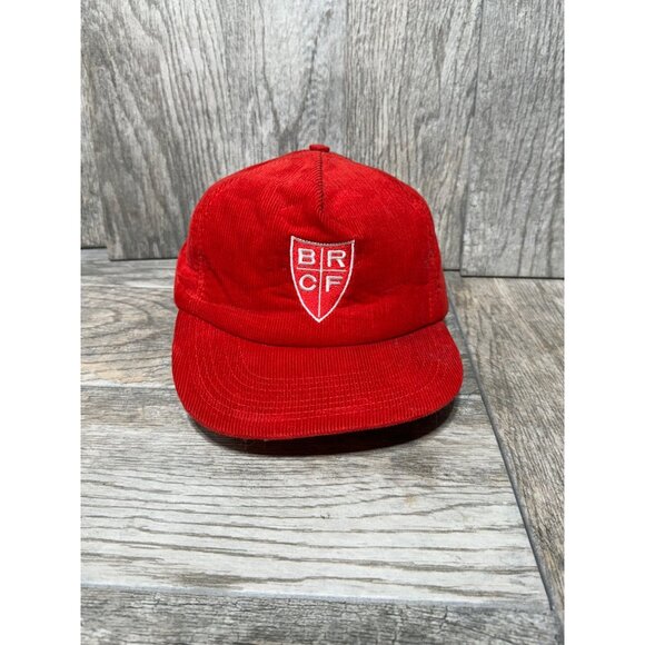 Other - Vintage BRCF Embroidered Corduroy Snapback Trucker Hat Made in USA Red